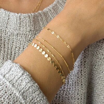 SET DE 4 PULSERAS FINAS - BAÑO EN ORO - MODELO ELODIE