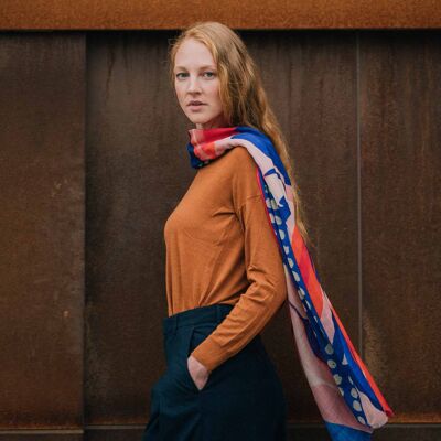 SCARF - ÉCHARPE - SHAWLS Wool scarf in pink red and royal blue