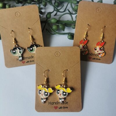 Orecchini Power Puff Girl Bubbles Blossom e Buttercup