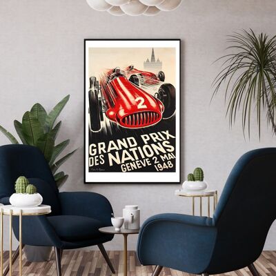 Cartel Gran Premio de las Naciones Ginebra 1946 I Cartel motos antiguas I Cartel Chistera