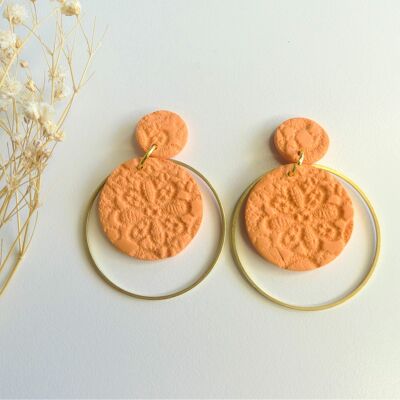 Flower Stamped Earrings (Creamy Orange)