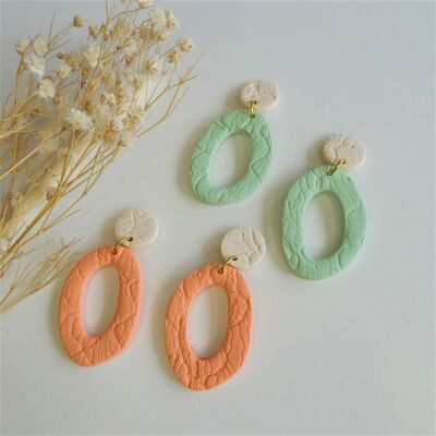 Pastel Organic Oval Hoop Earrings (Mint Green)