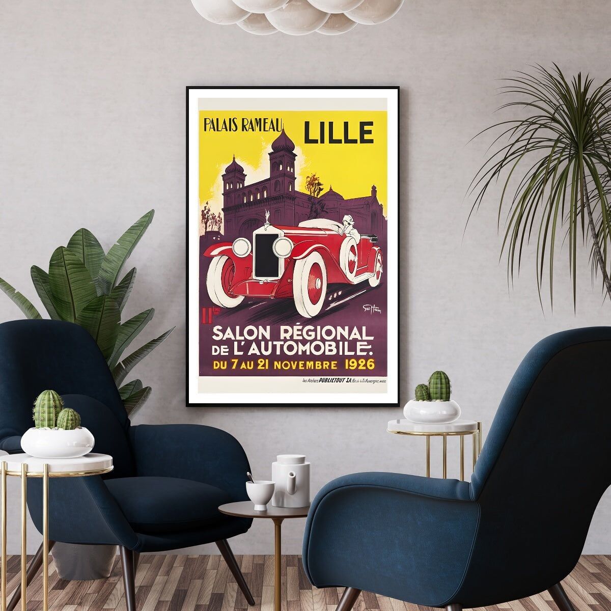 Poster del salone automobilistico di Lille 1926 Palais Rameau I Poster di auto d'epoca I Poster di Chistera