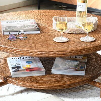 Tavolino Myan XL in rattan naturale color miele