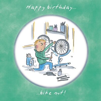 Tarjeta de cumpleaños feliz cumpleaños Bike Nut