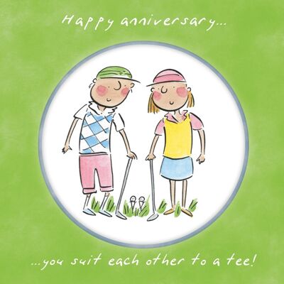 Suited to a tee anniversary card