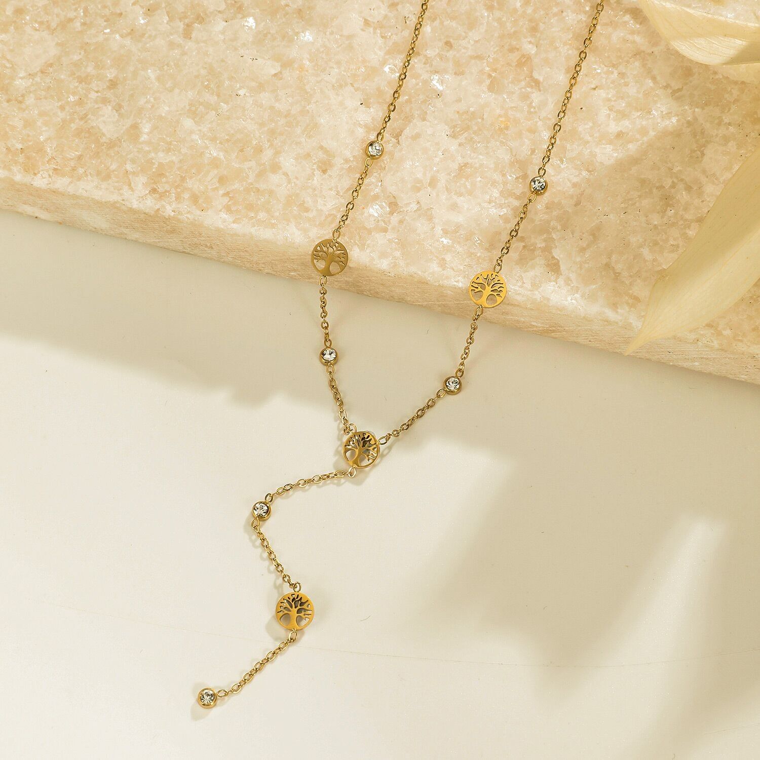 Stainless Steel Y Shape Tree of Life Necklace - BJ210201