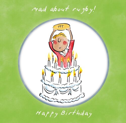 Mad about rugby birthday card