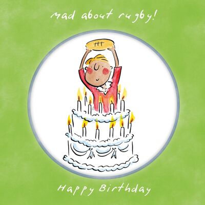 Mad about rugby tarjeta de cumpleaños