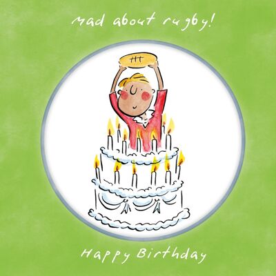 Mad about rugby birthday card