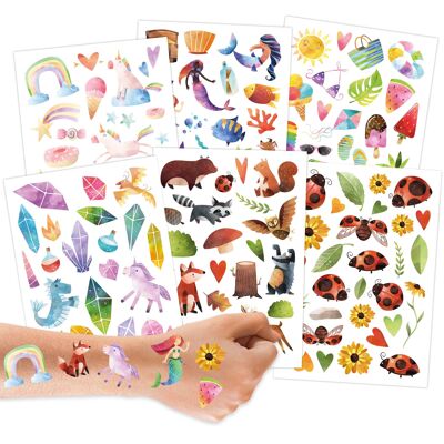 100 metallic tattoos to stick on - skin-friendly children's tattoos Beach Vibes - cool designs - as a birthday present or gift idea - vegan - made and tested in Germany