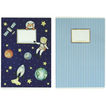4 cahiers d'exercices pour enfants de haute qualité DIN A4 | 32 pages ligné et carré - motif astronaute - pour l'inscription à l'école pour les élèves du primaire - ensemble numéro 5 - 16 feuilles 2