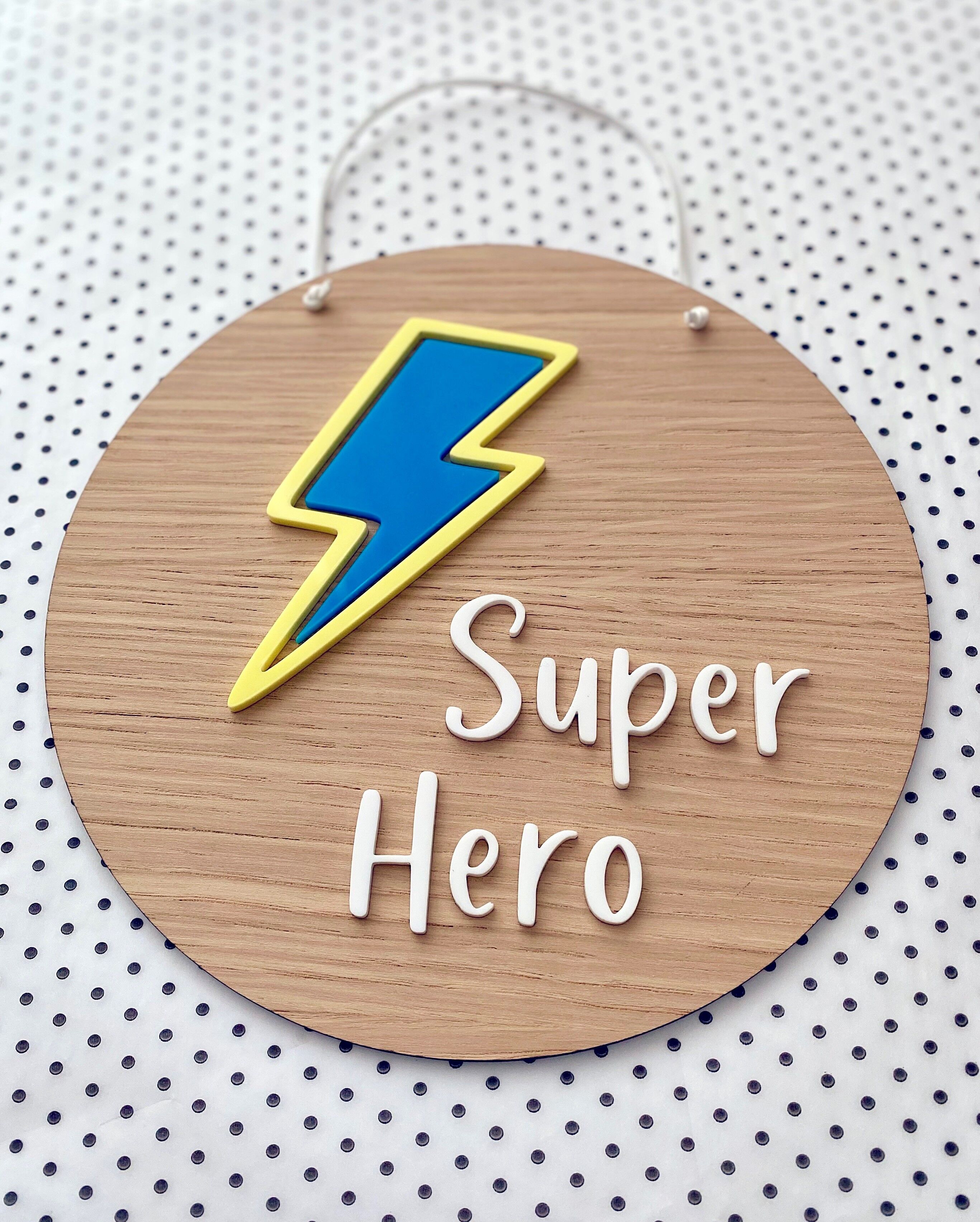 Targa Super Eroe - blu e gialla