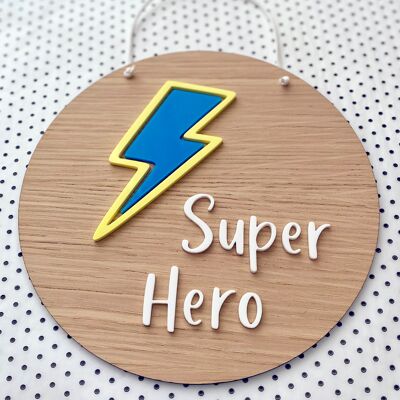 Super Hero Plaque - blue and yellow