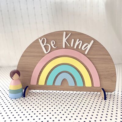 Arc-en-ciel en bois Be Kind - Pastel