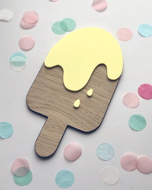 Ice Lolly Wooden Decoration - Yellow