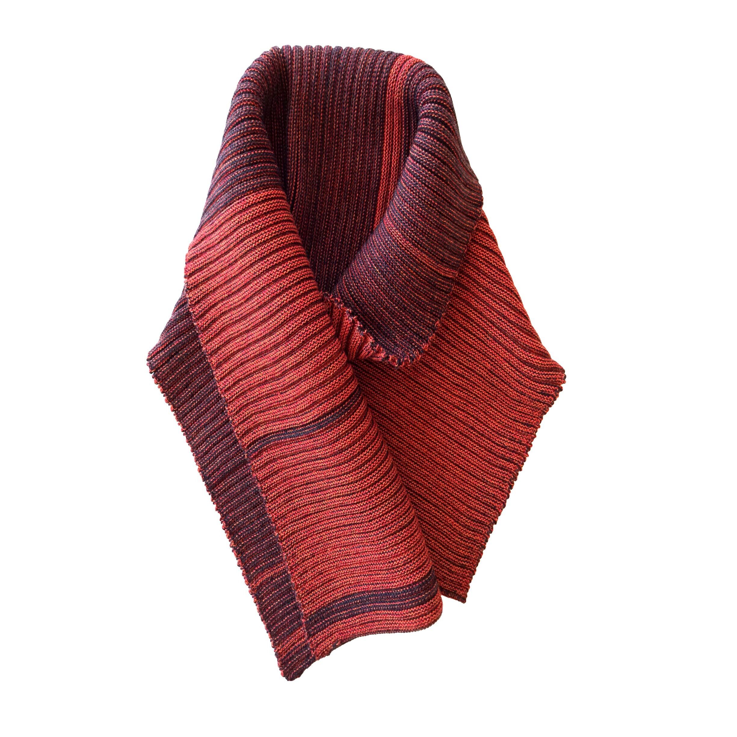 Schal Rippe orangerot/anthrazit