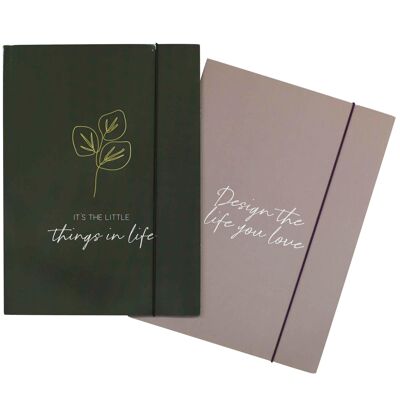 2 high quality folders for teenagers and adults | A4 | Motif Artifical Gold - Staple collector - Document folder - Set number 8