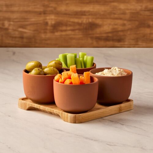 Set of 4 Share Round Bowls Terracotta