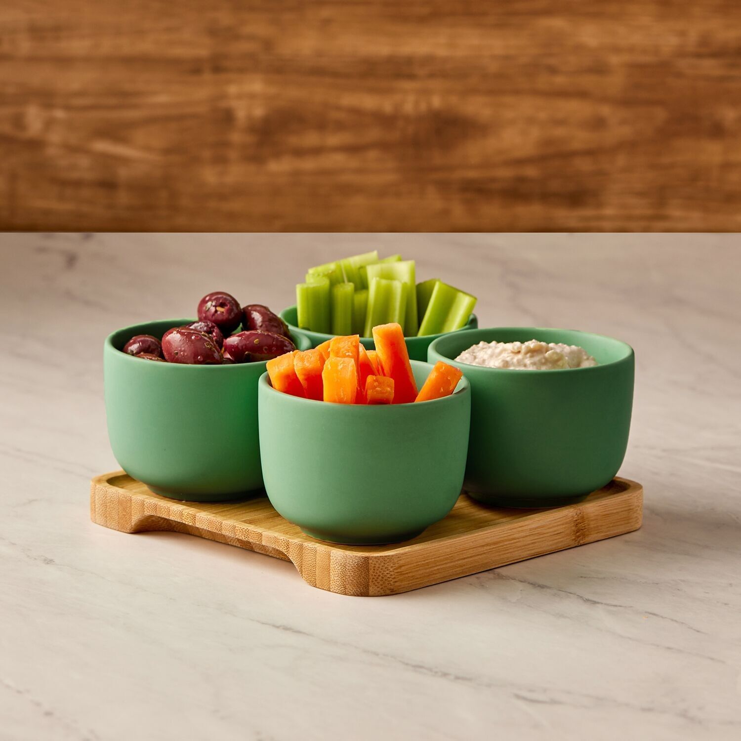 Set di 4 ciotole rotonde Share verdi