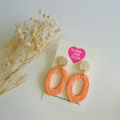 Pastel Organic Oval Hoop Earrings (Pale Peach)