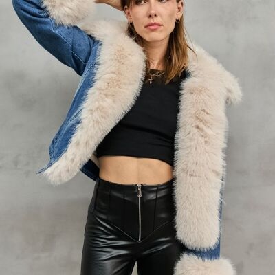 Denim jacket with fur