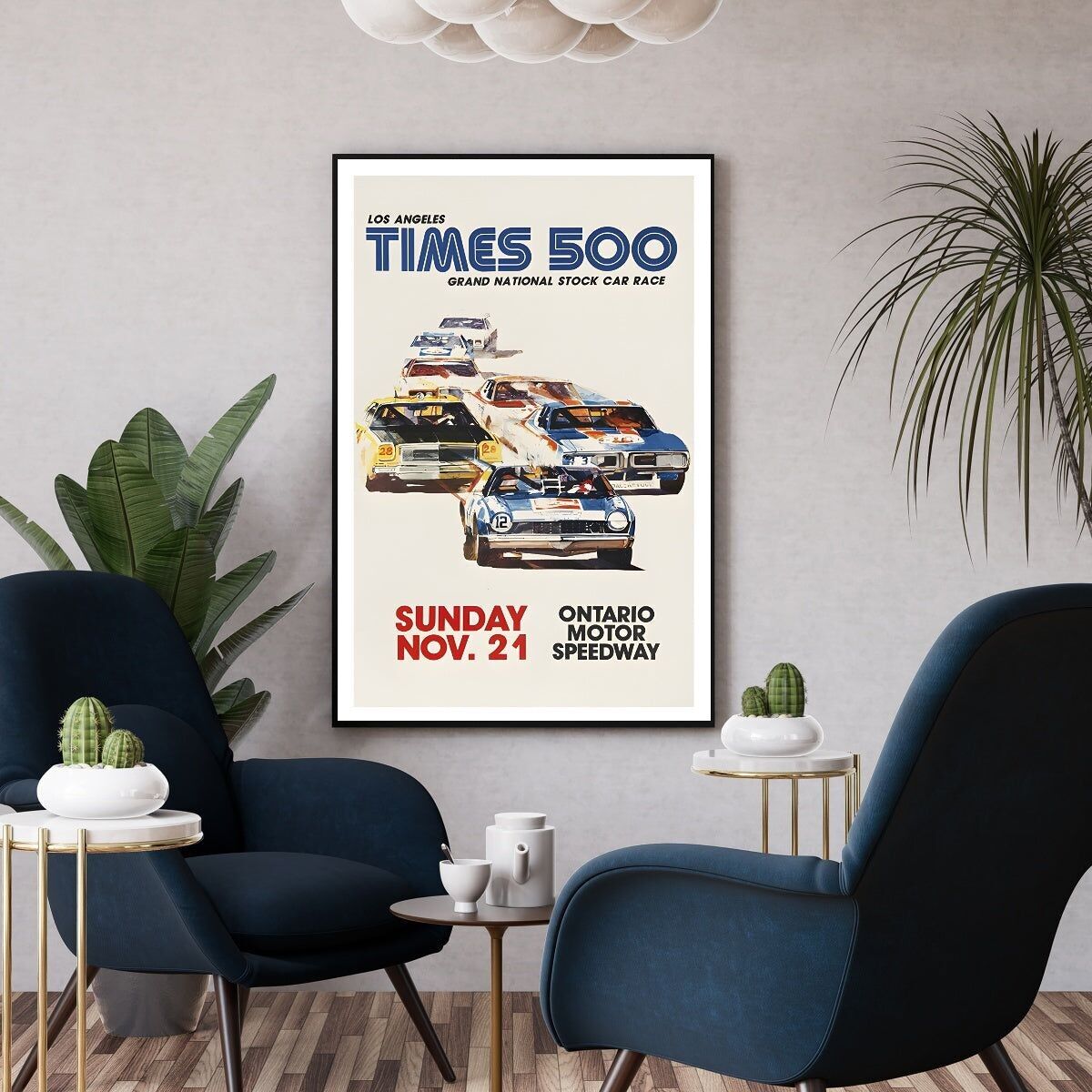 Poster TIMES 500 Los Angeles stock car I Poster car race Ontario motor speedway