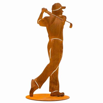 Golfer figure made of metal | Rust decoration golfer sculpture - gift idea for golf lovers