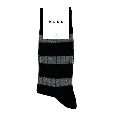 Calcetines de lana merino KLUE con rayas | Negro y gris