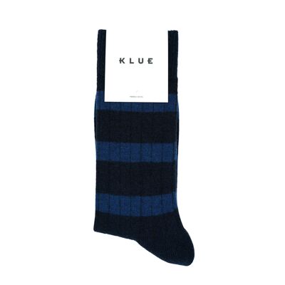 Calzini in lana merino KLUE con strisce | Blu navy e blu