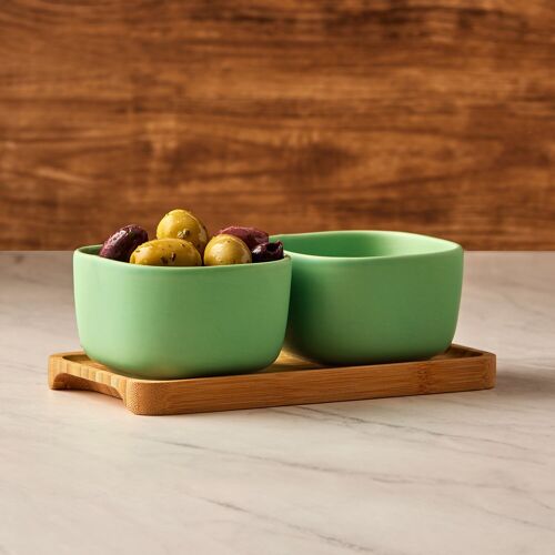 Set of 2 Share Square Bowls Green