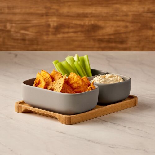 Set of 2 Share Rectangular Bowls Grey