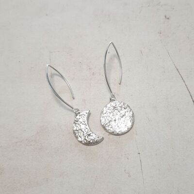 925 Silver Asymmetrical Crescent Moon Earrings