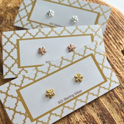 Boucle d'oreille flocon de neige en argent 925
