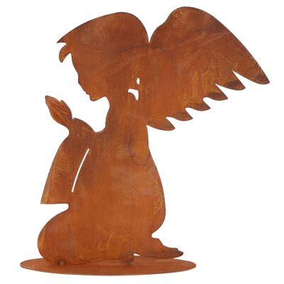 Ángel de decoración navideña de metal rezando | Decoración de pátina para Navidad.