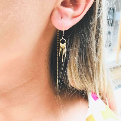 Gold plated fine dangling earrings