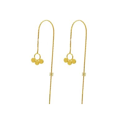 Small round 5 glitter gold plated earrings