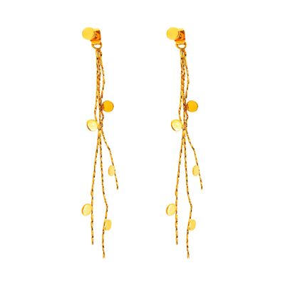 Gold plated round five stems earrings