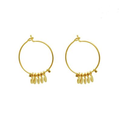 Gold plated glitter hoop earrings