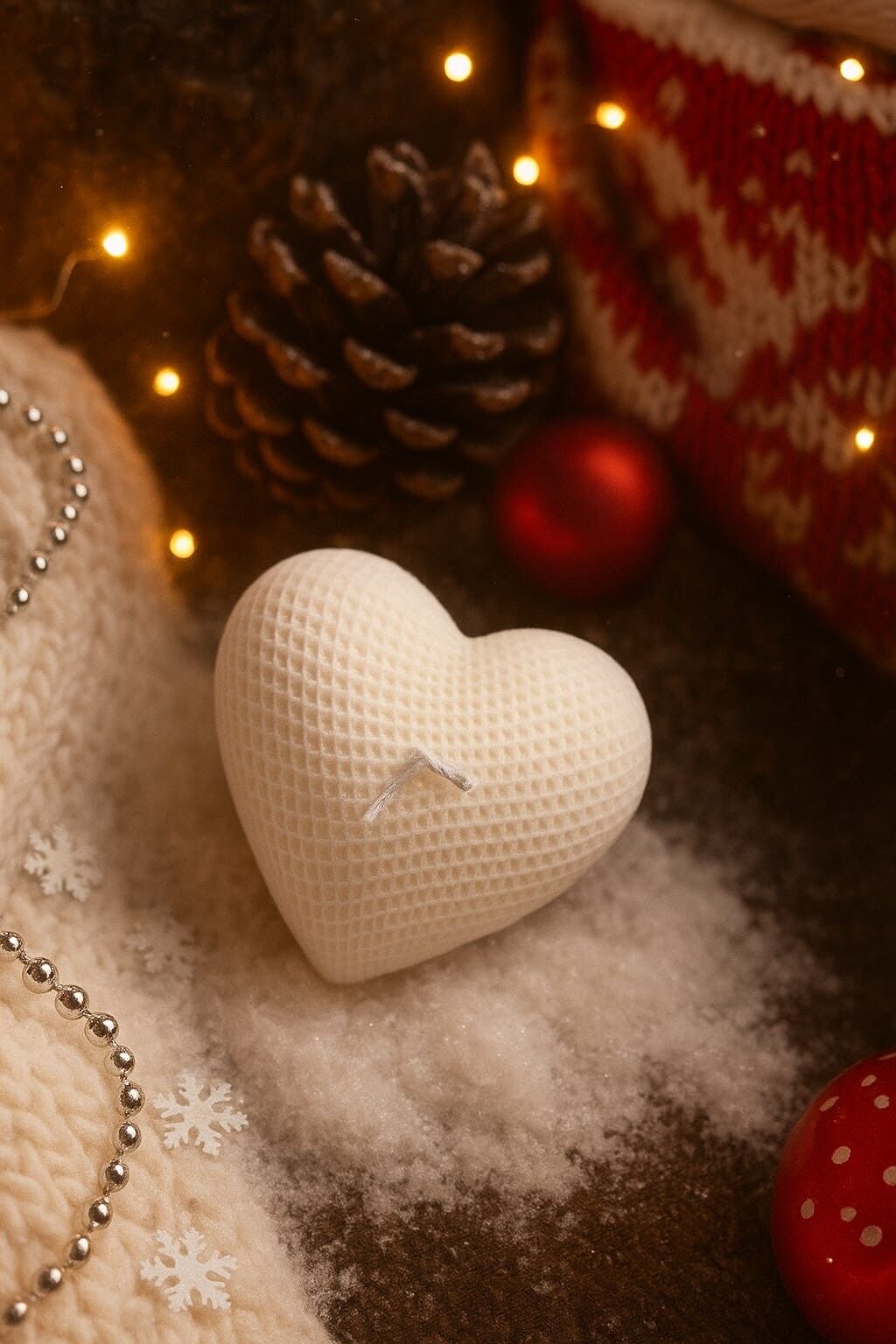 Candela decorativa COEUR d’AMOUR WAFFLE (non profumata)