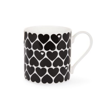 Porcelain mug hearts - black