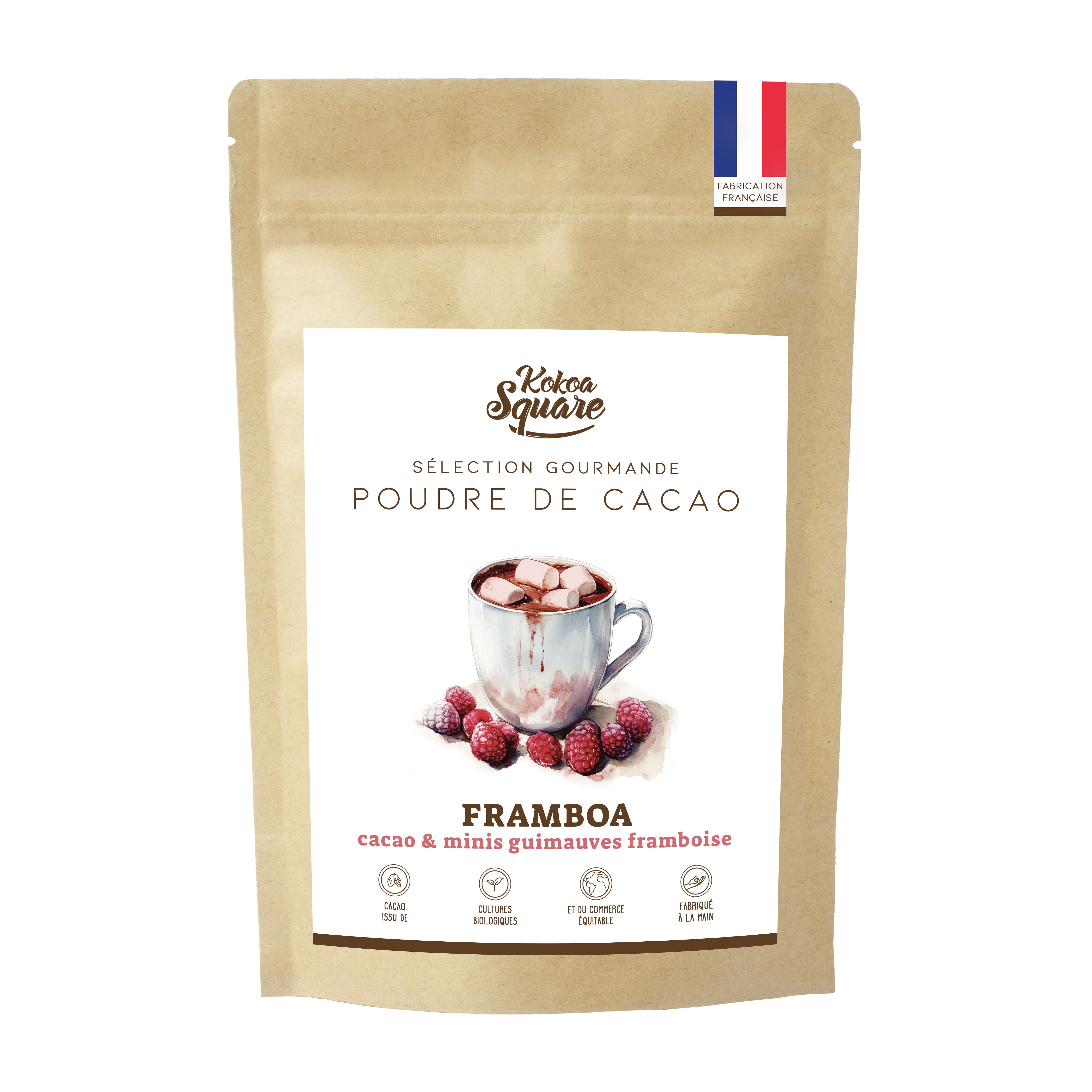 Framboa - Cacao in polvere e mini marshmallow al lampone