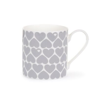 Porcelain mug hearts - gray