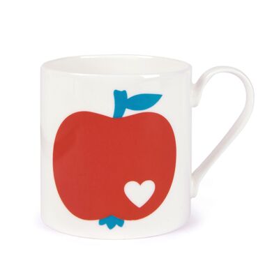 Mug porcelaine pomme - rouge-bleu