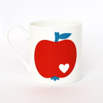 Mug porcelaine pomme - rouge-bleu 2