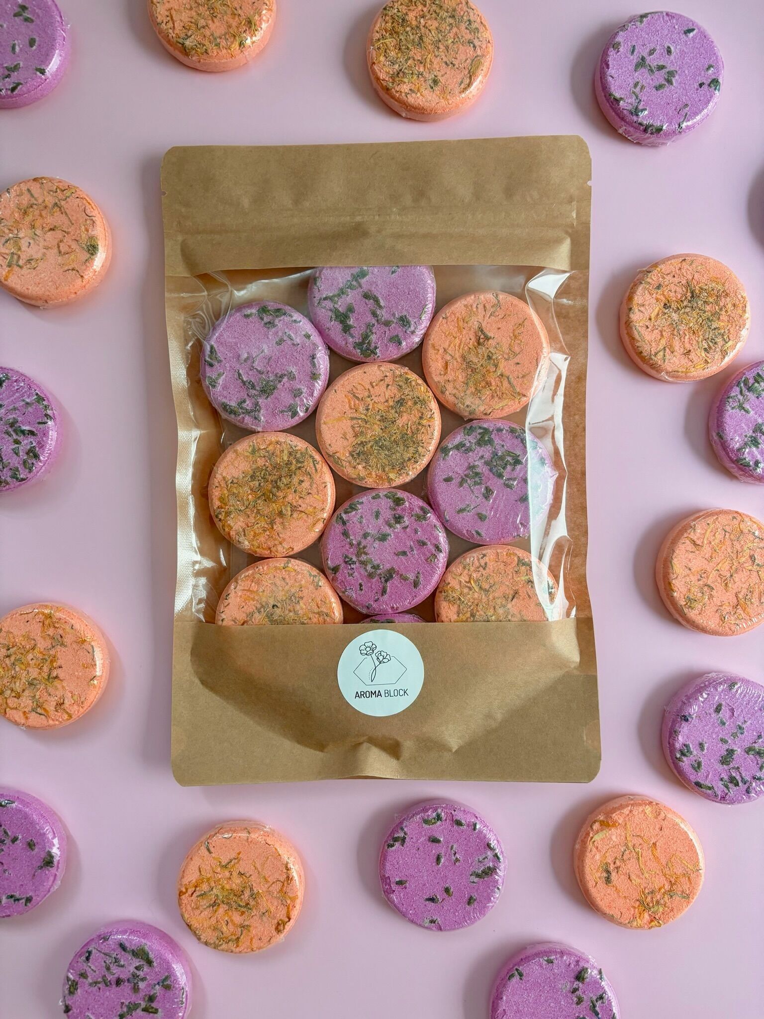 Bombe da doccia profumate alla lavanda e mandarino - Bombe da doccia aromaterapiche con oli essenziali (confezione da 10)