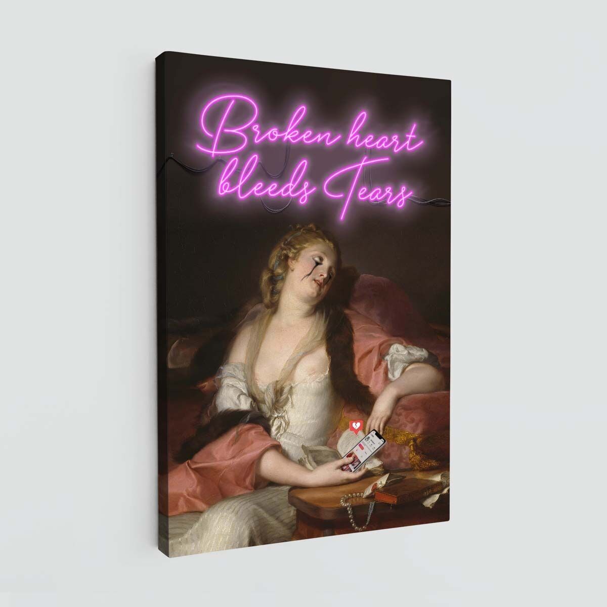 Stampa su tela con cuore spezzato