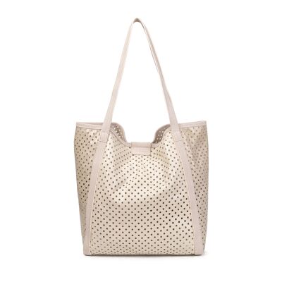 Borsa a tracolla RYVE BEIGE in pelle traforata