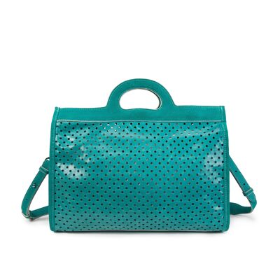 Sac à main en cuir perforé GAE TURQUOISE