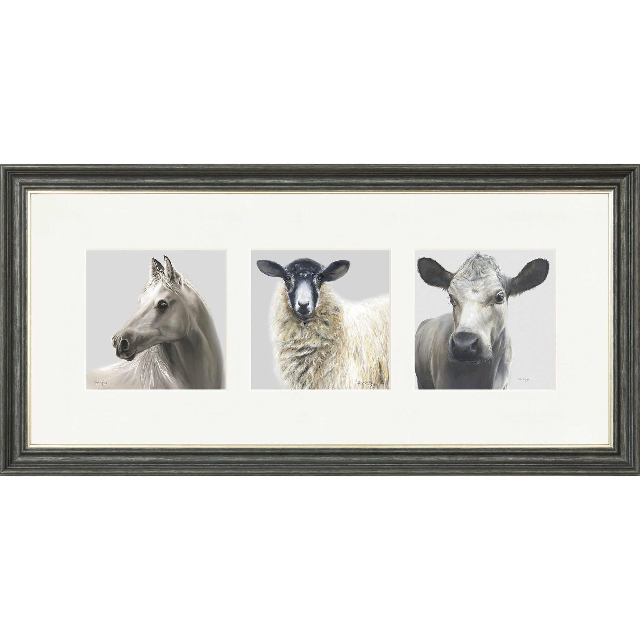 The Greys Triptych Framed Print